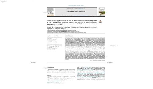 Methylmercury production in soil in the water-level-fluctuating zone of the Three Gorges Reservoir, China: The key role of low-molecularweight organic acids*